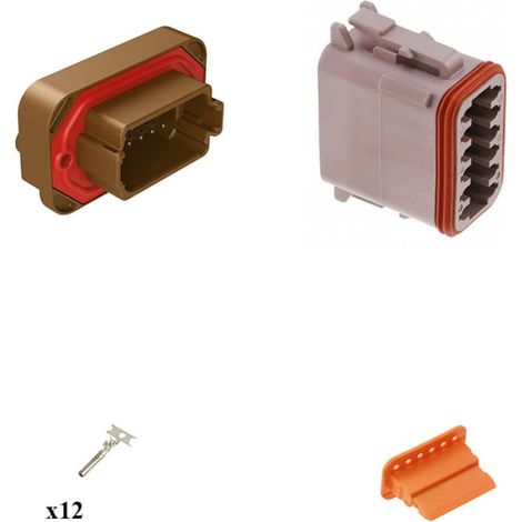 Kit Connecteur DT15 series femelle 12 Voies PCB Marron G003