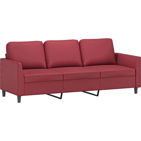 Divano a 3 Posti  Sofa Rosso Vino 180 cm in Similpelle (1/5)