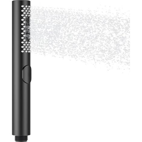 Douchette pour Salles de Bains, Pomme De Douche ronde, économie d'eau avec 3 fonctions, Buses en Silicone Anti-Calcaire, Matériau ABS, Noir Mat (1/5)