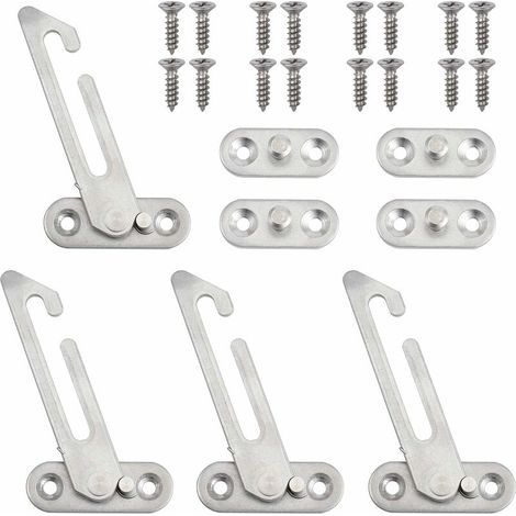 Juego de 4 cerraduras para ventanas de PVC fabricadas en acero inoxidable, topes de puerta, cerraduras de seguridad con tornillos para la seguridad infantil – Izquierda (1/5)