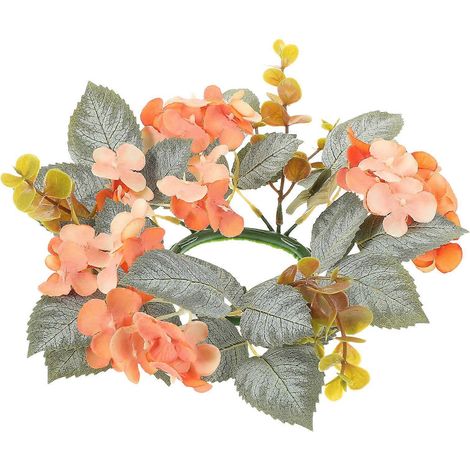 Couronne de bougies artificielles en hortensias pour décoration de table de mariage (lot de 2) (1/5)