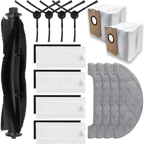 (Schwarzes) Zubehörset für Honiture Q6 Pro, 1 Hauptbürste, 4 Seitenbürsten, 4 Filter, 4 Wischpads, 2 Staubsaugerbeutel (1/4)