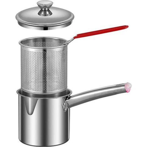Pot de Friteuse, Petit Pot de Friteuse, Paniers Polyvalents en Acier Inoxydable, PoêLe RéSistante à L'Usure, Friteuse, Marmite pour (1/4)