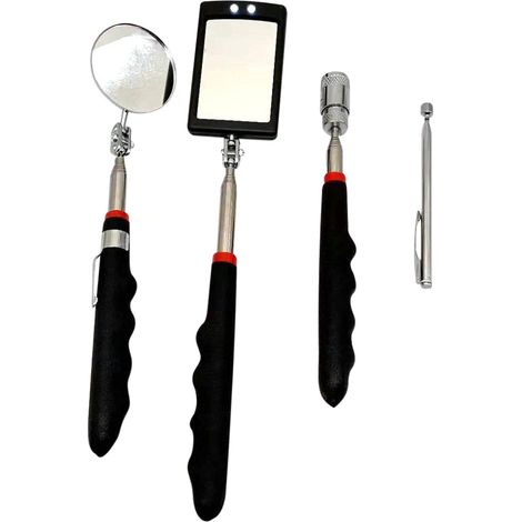 QAZQA Miroir télescopique avec lumière Aimant de miroir d'inspection Miroir de mécanicien, rotatif à 360 degrés, pour le personnel de test, le dentiste, le maquilleur, le mécanicien (1/4)