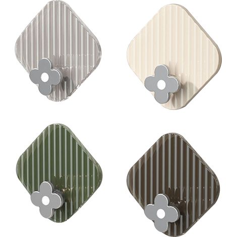 Ganci adesivi in plastica, 4 pezzi, impermeabili, senza chiodi, per asciugamani, chiavi, appendiabiti da parete per cucina, bagno, soffitto, ufficio, colori assortiti. (1/5)