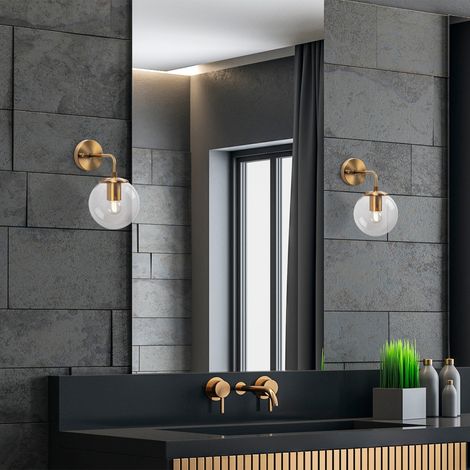 Wandlampe Bronzefarbene, klare Glaskrempe