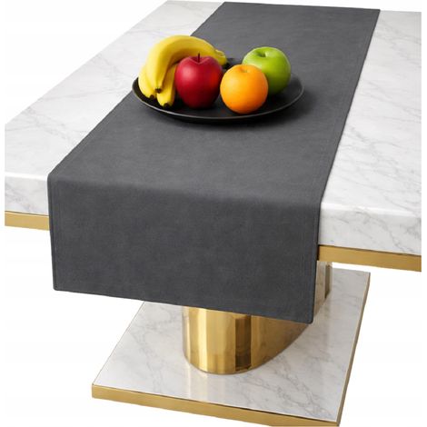 Runner da tavola in velluto grigio scuro per tavolo 40x140 cm, liscio, grafite classica