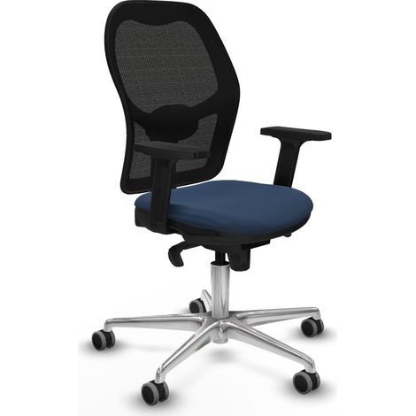 Jorquera sincro malla negra similpiel azul marino brazos 2D base aluminio ruedas 65mm engomada (1/5)