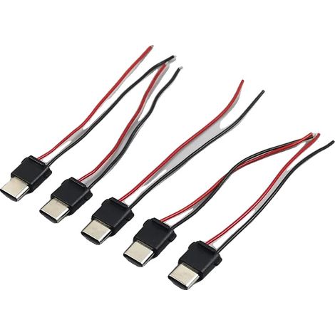 Connettore Type-C, resistore/condensatore, compatibilità universale, nero, 5 pezzi, 2P-e, inserto maschio (1/2)