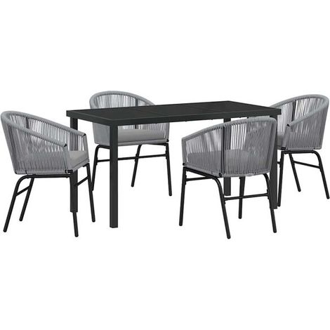 Ensemble table et chaises de jardin 5 pièces, gris anthracite (1/5)