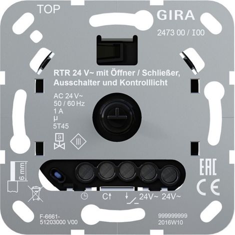 Gira RTR 24 V Öff./Schließ. Aus + Kontroll Einsatz [247300], 2473 00