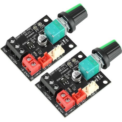 Lot de 2 régulateurs de ventilateur PWM 4 broches 12 V CC 8-24 V 5 A 120 W (max) 4 fils Contrôleur de vitesse de ventilateur DIY pour moteurs sans balais (1/5)