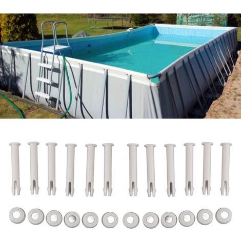 Lot de 12 Accessoires Piscine Intex Compatibles 28270-28272 Écrous Vis Élastiques Système de Verrouillage 5.5cm- (1/5)