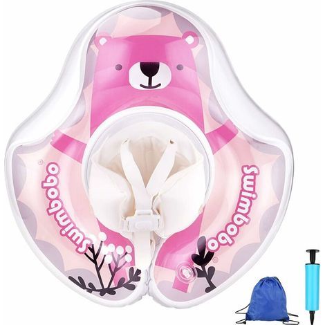 Babyschwimmbeckensitz, aufblasbarer Schwimmring für Kinder, verstellbarer Babyschwimmbeckensitz, Schwimmbadspielzeug für Kleinkinder von 6–30 Monaten, Rosa (1/5)