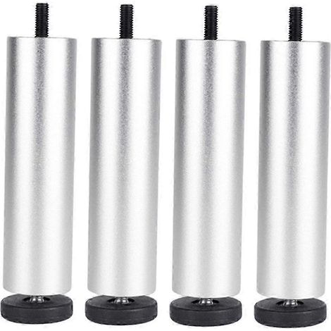 4 pieds de rechange pour canapé, compatibles avec table basse et table d'appoint, argentés, 25 cm (1/5)