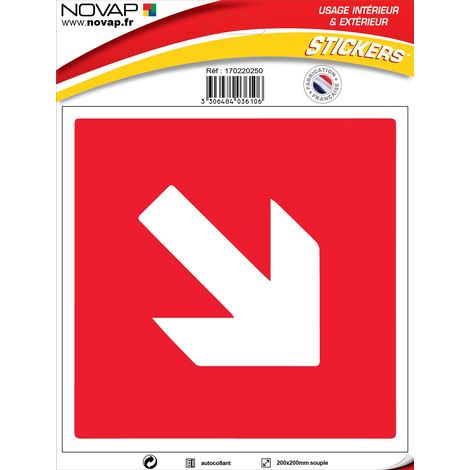 Panneau Fléche en bas sur fond rouge - Vinyle adhésif 200x200mm - 4036106