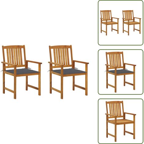 Chaises de jardin avec coussins lot de 2 Bois d'acacia massif - Chaise De Jardin - Fauteuil De Jardin - Mobilier De Jardin - Acacia Massif - Chaise Avec Coussin (1/5)