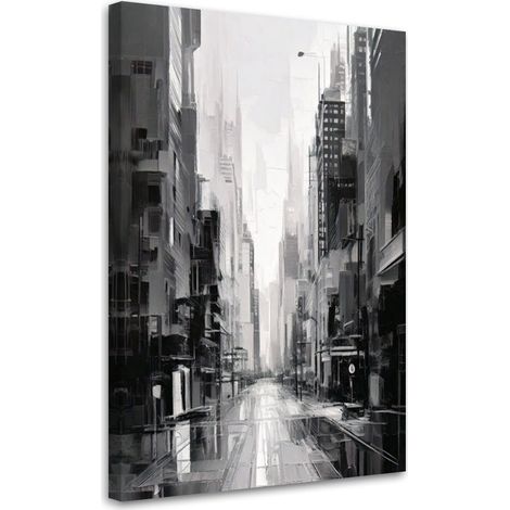 Quadro su tela, Città Strada Città Moderna Grigio Astrazione - 40x60 (1/3)