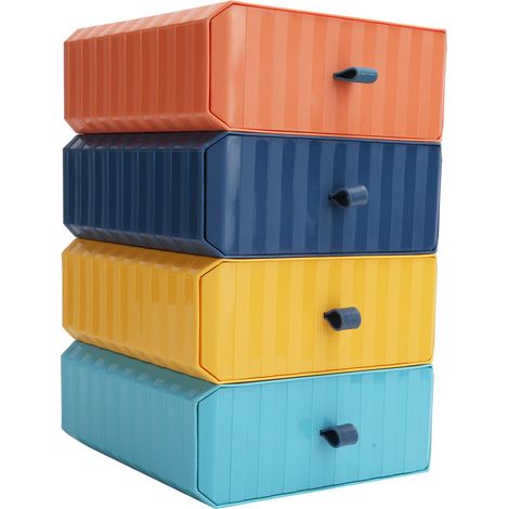 Ensemble de 4 tiroirs de rangement empilables en plastique pour bureau à domicile ou bureau à la maison (1/5)