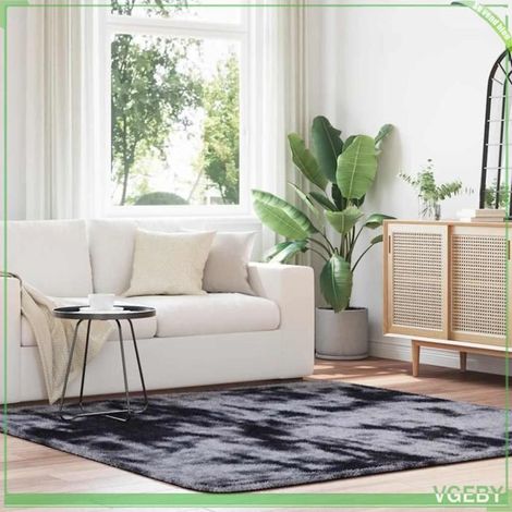 4102880 Tapis Shaggy à poils longs NAVARRA gris foncé 200x200 cm (1/5)