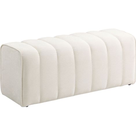 Banquette moderne en bois crème, banc rembourré pour chambre, supporte jusqu'à 220 kg, idéal comme repose-pieds. (1/5)
