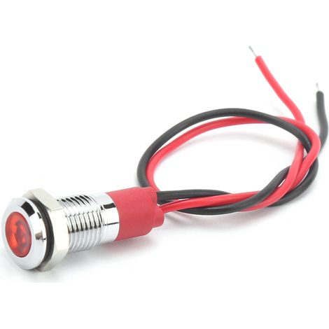 Voyant indicateur LED étanche de 8 mm avec câble rouge (1/5)