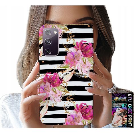 Funda para Samsung Galaxy S20 Lite - Estampado de flores y rayas blancas y negras (1/5)
