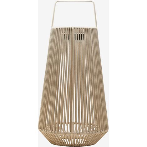 Lampe de table solaire LED sans fil pour extérieur en fer et corde tressée Liberian SKLUM Tapioca Beige ↑60 cm (1/5)