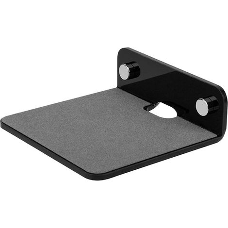 Soporte acústico de pared de acrílico negro para altavoces y smartphones, con almacenamiento de audio integrado. (1/5)
