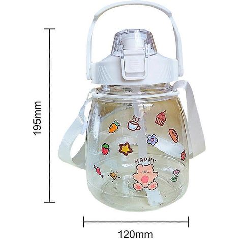 Gourde de sport en plastique de 1300 ml, grande capacité, avec paille, idéale pour l'été, l'escalade et le vélo en extérieur.
