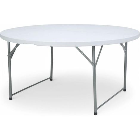 Tavolo pieghevole da esterno con struttura in acciaio grigio e funzione di bloccaggio automatico con dimensione 150x4.8xH74 cm (1/4)
