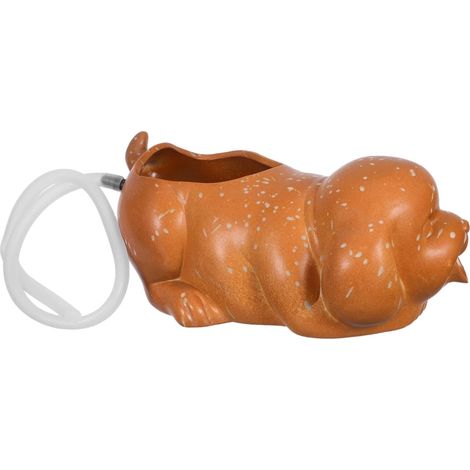 Fontaine Céramique pour Aquarium et Jardin Jet d'eau Forme Chien Support de Plante pour Bassin Décoration Écologique et Entretien Facile (1/5)