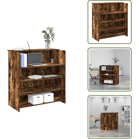 Comptoir de caisse - vidaXL Bureau de réception chêne fumé 100x50x103,5cm bois d'ingénierie - Rangement bureau (1/5)