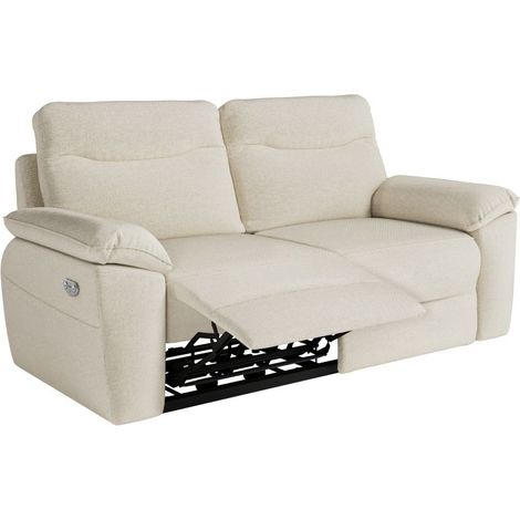Canapé de relaxation électrique ROSS 3 places en tissu - Beige