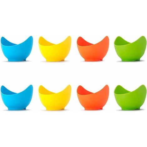 Ensemble de 8 cuiseurs à œufs en silicone, fabriqués à partir de matériaux de qualité alimentaire. Convient pour les ustensiles de cuisine et les cuiseurs vapeur. (1/5)