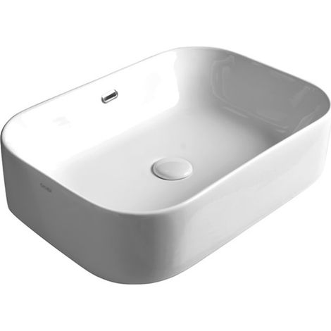 Lavabo Easy appoggio 60x42 rettangolare in ceramica bianco lucido