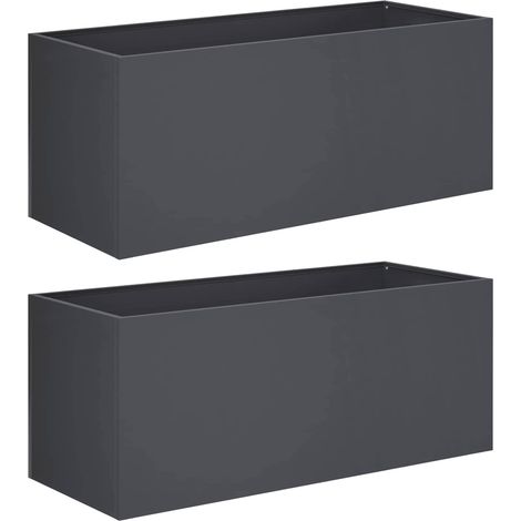 Macetero de Jardín 2 uds. Gris antracita 100 x 40 x 40 cm vidaXL