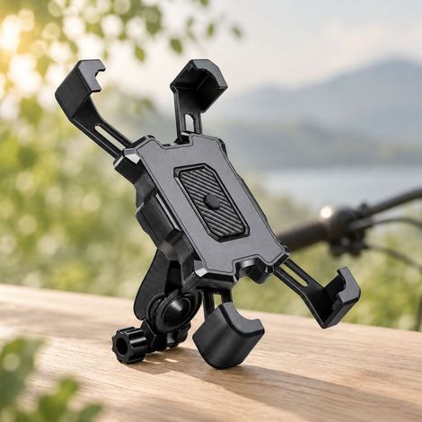 Support téléphone vélo universel, rotation 360°, silicone renforcé, pour guidon moto trottinette 4.5-7.2" (1/5)