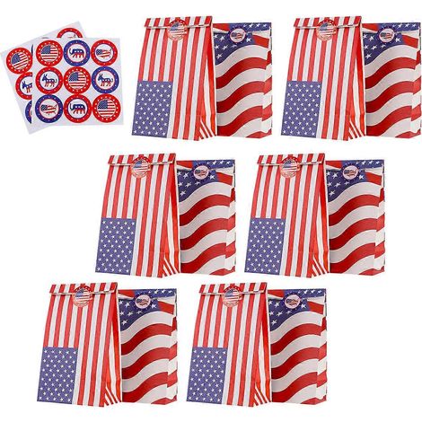Sachets à bonbons à motif drapeau américain, pochette cadeau rectangulaire, 12 pièces, pour la fête nationale et les élections. (1/5)