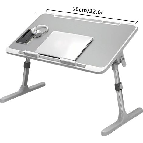 Escritorio para ordenador, altura regulable, diseño plegable, gris claro. (1/2)