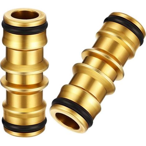 Raccord laiton,Lot de 2 raccords de tuyau d'arrosage en laiton pour tuyau d'arrosage (raccords mâles doubles en laiton) (1/4)