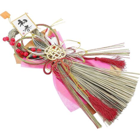 Couronne artisanale en paille tressée de style japonais, décoration intérieure et extérieure, multicolore, 1 pièce