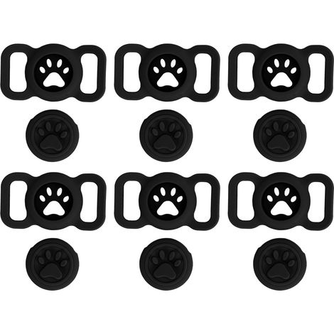 GARRYFIZH ‌Étui de protection Airtag pour collier - 6 pièces noir, silicone résistant - Anti-perte pour animaux‌