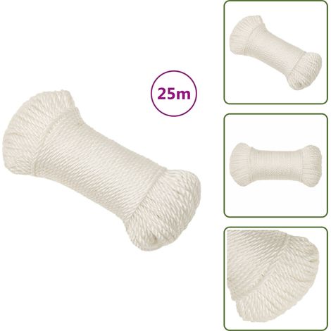 Corde de travail Blanc 3 mm 25 m polypropylène - Corde De Travail - Corde En Polypropylène - Corde Blanche - Corde Résistante - Corde Marine (1/5)