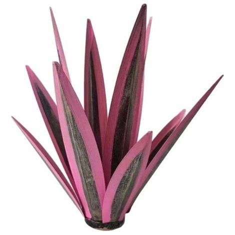 Ornement de jardin en métal représentant un agave - Sculpture en métal de style rustique - Statue de jardin de style rustique - 35 cm, 9 feuilles (rose) (1/4)