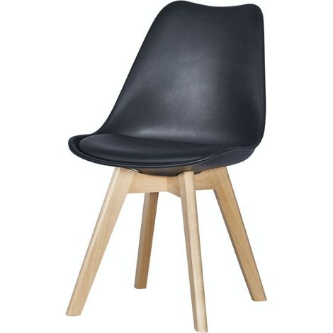 sedia da pranzo "leila" nero con gambe in legno 6 pezzi (1/5)