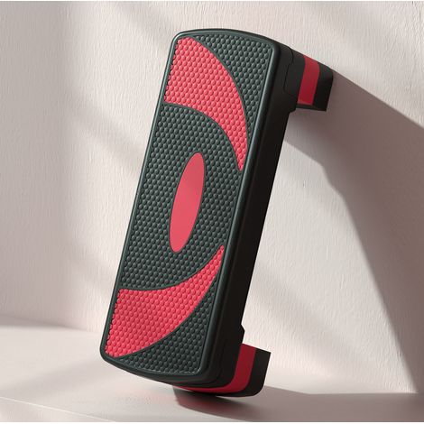 Stepper aeróbico regulable en altura 3 niveles 10/15/20 cm, carga máx. 150 kg, negro y rojo DESVIAE