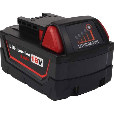 Powerwings – Batterie Milwaukee M18 18V 5000mAh – Compatible avec M18B, M18B2, M18B4 – Technologie Lithium – Charge rapide 500+ cycles