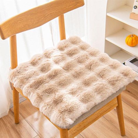 Coussin d'assise en fausse fourrure et soie - convient pour les bureaux, restaurants, chaises, etc. - 1 pièce, marron clair, 40×40 cm (1/5)