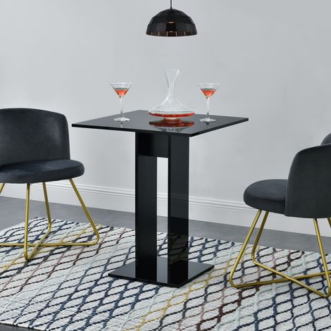 Mesa de Comedor Lindesnes cuadrada mesa de Bar aglomerado 65 x 65 x 78 cm - Negro alto brillo [en.casa] (1/5)